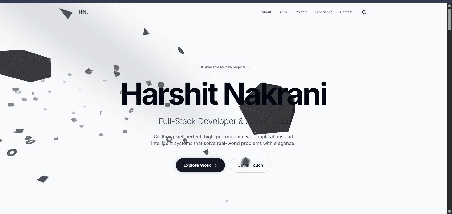 3D Animated Developer Portfolio